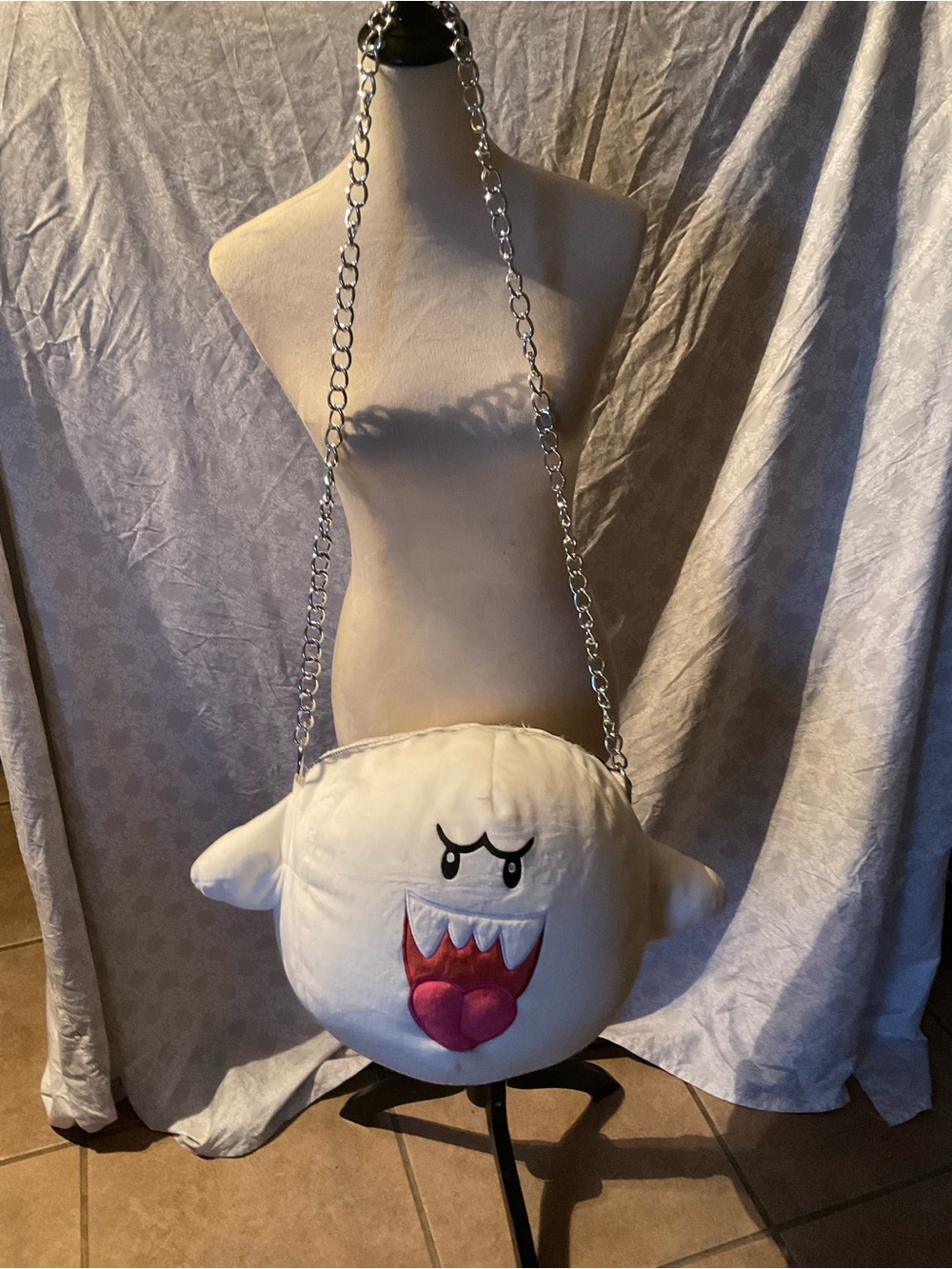 Club Moochi-Moochi Super Mario Boo Mega Crossbody Bag with Chain Strap